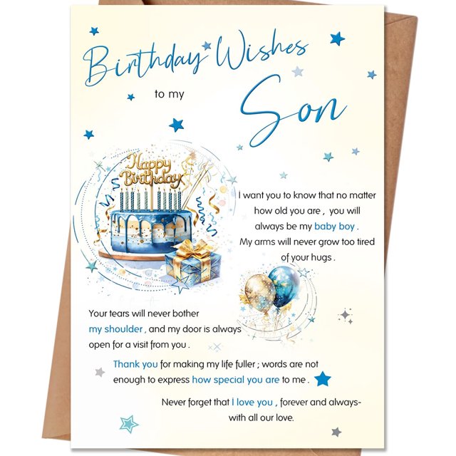 Tarjeta de cumpleaños HEJOYN Tarjeta de feliz cumpleaños para hijo de mamá y papá