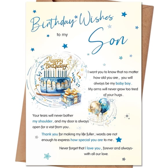 Tarjeta de cumpleaños HEJOYN Tarjeta de feliz cumpleaños para hijo de mamá y papá