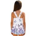 thumbnail image 2 of Xoenoiee Butterfly Lavender Bow Print Toddler Little Girls One Piece Swimsuits Ruffles Bathing Suits Sleeveless Swimwear Crewneck Swim Dress with Ruffle Skirt, Size 3-4 Years, 2 of 7