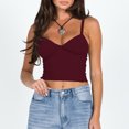 thumbnail image 1 of Mialoley Women's Cami Crop Tops Tight Fitted V Neck Backless Front Twist Adjustable Spaghetti Strap Tops Shirts for Summer, 1 of 2