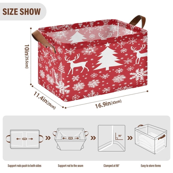 BZSMCE Collapsible Fabric Cube Storage Bins The Deer Sonwflake Pattern Design Pattern Storage Box