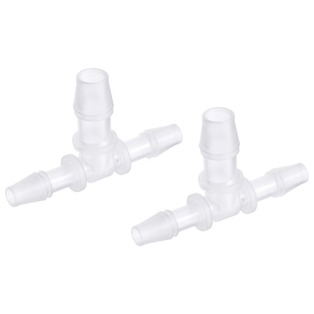Unique Bargains 6x10x6mm OD PP Reducing Barb Hose Fitting Tee T Shape 3 Way Pipe Connector, Translucent 2 Pack