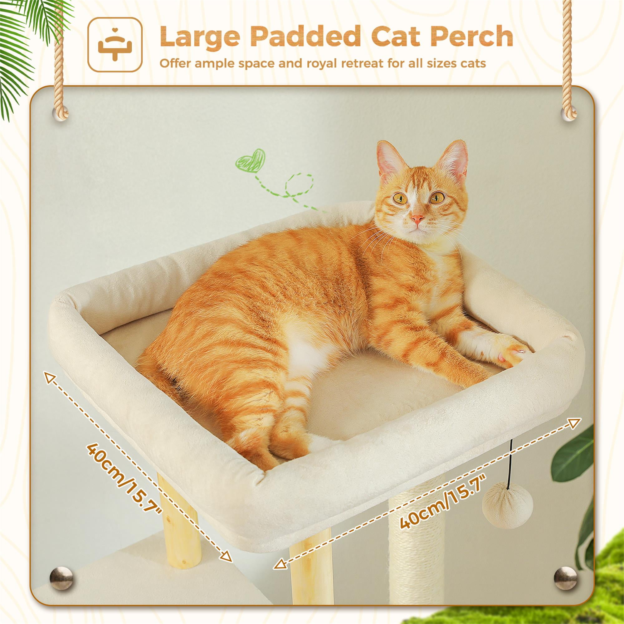 Kadyn 53" Cat Tree for Indoor Cats, Multi-Level Cat Climbing Tower with Sisal Scratching Posts and Top Perch, Beige