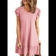 thumbnail image 2 of Vestidos de Verano para Mujer, con Volantes, Corta, Fruncido, Cuello en V, Informal, Holgado, Corte A, Minivestido Veraniego, Rosa, Talla M, 2 of 7