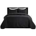 thumbnail image 3 of IR Imperial Rooms 3-Piece California King Quilt Set Chevron Microfiber Bedspread with 2 Pillow Shams, Black, All-Season, Washable, Lightweight & Cozy, 3 of 18