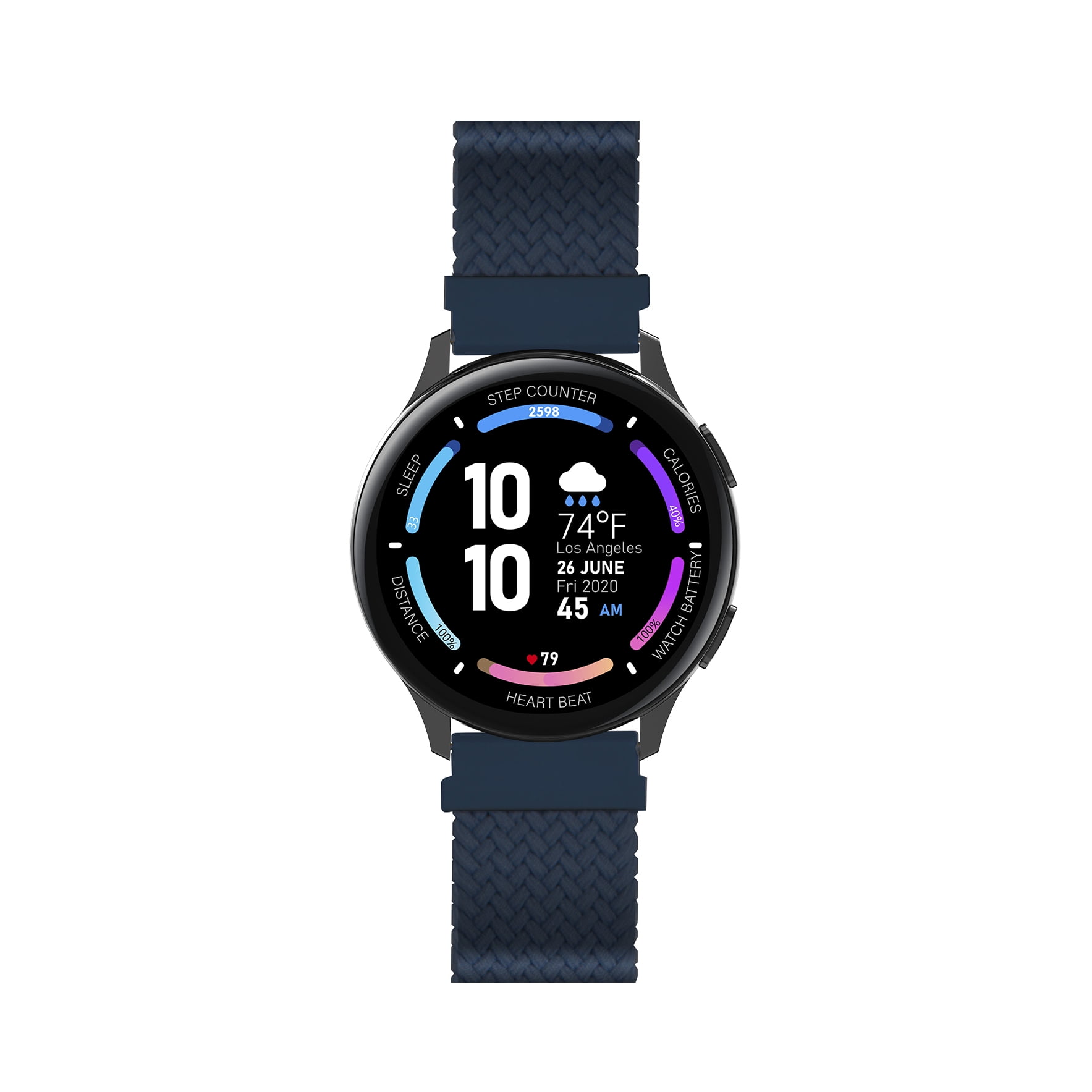 3Plus Callie Smartwatch with 1.43" Round AMOLED Display/Answer & Make Calls/Sleep Monitoring/Heart Rate/IP68 Waterproof/100 Workout Modes/ Quick Reply/ iPhone and Android/ Extra Nylon Navy Blue Band
