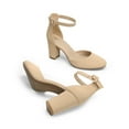 thumbnail image 5 of BURUDANI Women's Closed Toe Chunky Heels Ankle Strap Low Block Heels Round Toe Dress Bridal Wedding Pumps Shoes, 5 of 6