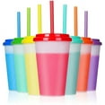 thumbnail image 6 of NOGIS 7Pcs Color Changing Cups, 12oz Reusable Plastic Cold Drink Cups with Lids and Straws BPA Free Adult Kids Summer Coffee Tumblers Party Cup, 6 of 9