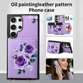 thumbnail image 5 of TECH CIRCLE Wallet Case for Galaxy S23 Ultra ,PU Leather Flip Protective Stand Flowers Floral Women Girls Case Card Holder Wristlet Mirror Shoulder Purse Case for Galaxy S23 Ultra 6.8" 2023,Purple, 5 of 10
