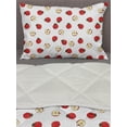 thumbnail image 3 of Fruits Comforter & Sham Bedding Set, Hand Drawn Vibrant Fruit Slices Products of Summer Harvest Picnic Themed Nature, 3 pcs Duvet Set Microfiber Filling Quilt, 5 Sizes, Eggshell Red, by Ambesonne, 3 of 4