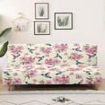 thumbnail image 3 of Xixirimido Futon Slipcover Armless Futon Bed Sofa Cover Furniture Protector with Elastic Bottom, Soft and Washable Futon Covers for Sofa Bed, Cherry Blossom Hummingbird, 3 of 8