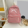 thumbnail image 5 of Grid Backpack Heavy Duty, Bowknot Embroidery School Backpack, Durable Student Bookbag for Elementary Primary Middle School, Red, 5 of 8