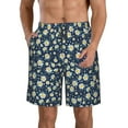 thumbnail image 2 of Uemuo Daisy Floral B Pattern Men's Swim Trunks Hawaiian Beach Bathing Suit Swimsuits Beach Quick-Dry Shorts with Pockets-Small, 2 of 9