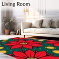 thumbnail image 2 of ODIKA 2'x3' Machine Washable Non-Slip Area Rug, Poinsettia Bloom with Radiating Petal Arrangements High Traffic Rug with Pad, Red, 614190, 2 of 8