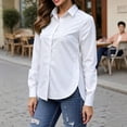 thumbnail image 2 of XuJwPNcy Button Down Shirts for Women Soft Comfortable Lapel Tops Dressy Work Office Blouse Clothes Business Casual Outfits, 2 of 6