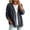 Black, variant on Women V Neck Two Button Denim Jacket Three Quarter Sleeve Side Pocket Loose Casual Outer Coat