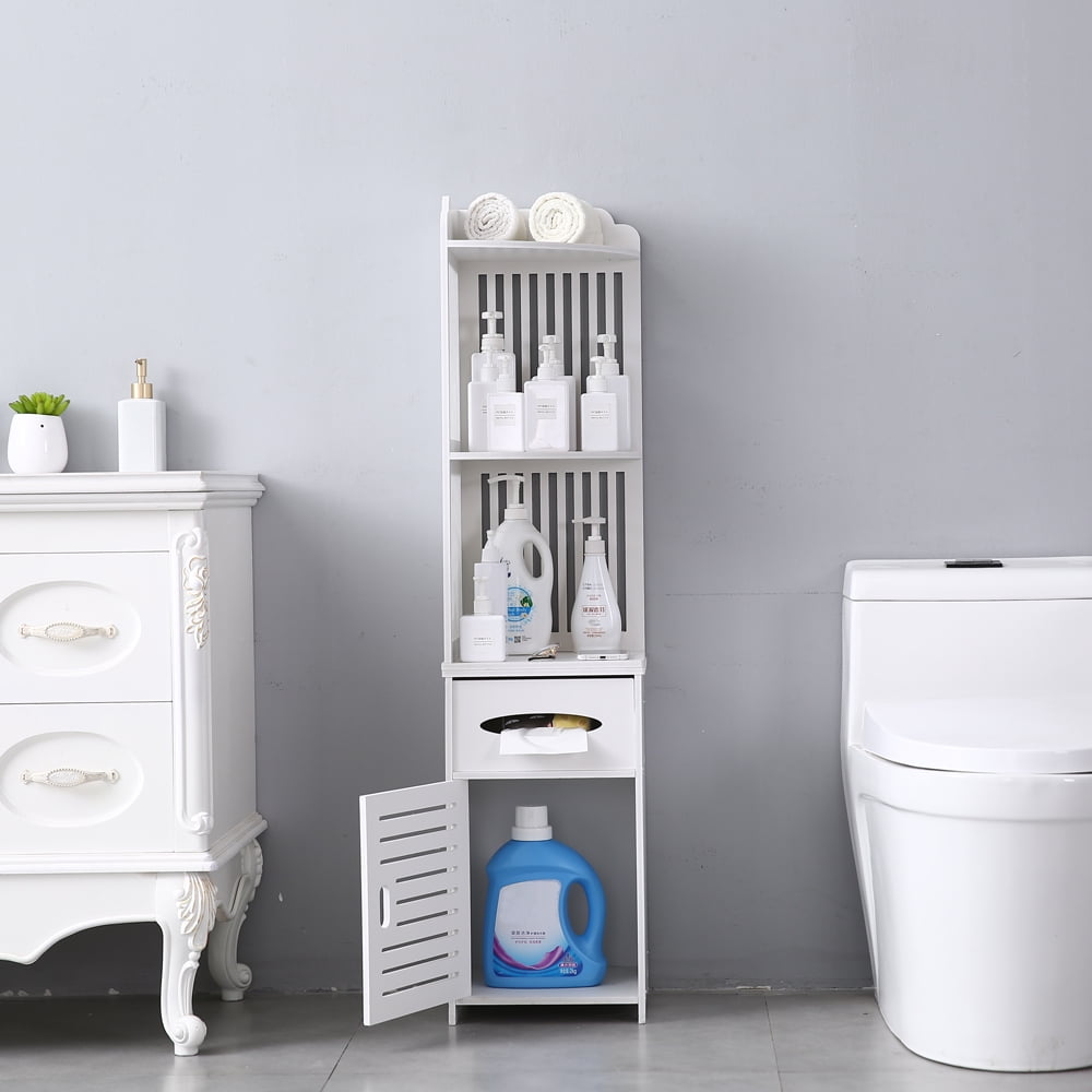 Veryke Slim Bathroom Storage Corner Floor with Doors and