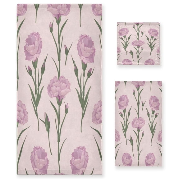Three-Piece Towel Set Face Towel Towel Set Hand Towel Bath Towel Cotton Bath Towels Bath Towel Sets Hand Bath Towels Pink Carnations