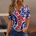 thumbnail image 2 of WEANT Summer Tops for Women 2024 4th Of July Casual Independence Day Button Down V Neck Short Sleeve Ladies Blouses Dressy Tee Shirts Fashion American Flag Outfits for Women Red 2XL, 2 of 5