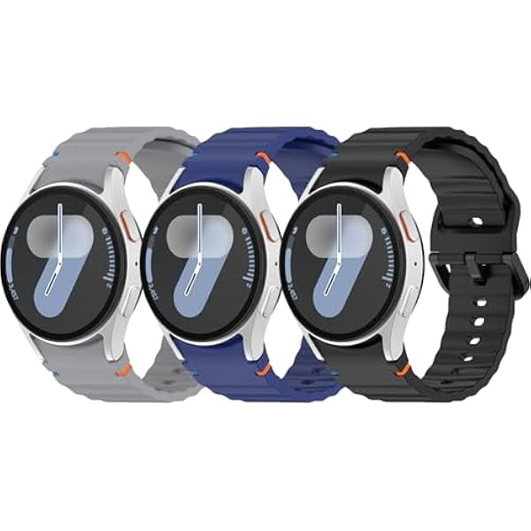 Chenchen 3 Pack Band Compatible for Samsung Galaxy Watch 7 6 5 4 Band 40mm 44mm,Galaxy Watch 5 Pro 45mm/Watch 6 4 Classic 42mm 46mm 43mm 47mm/Active 2, 20mm Soft Silicone Sport Strap