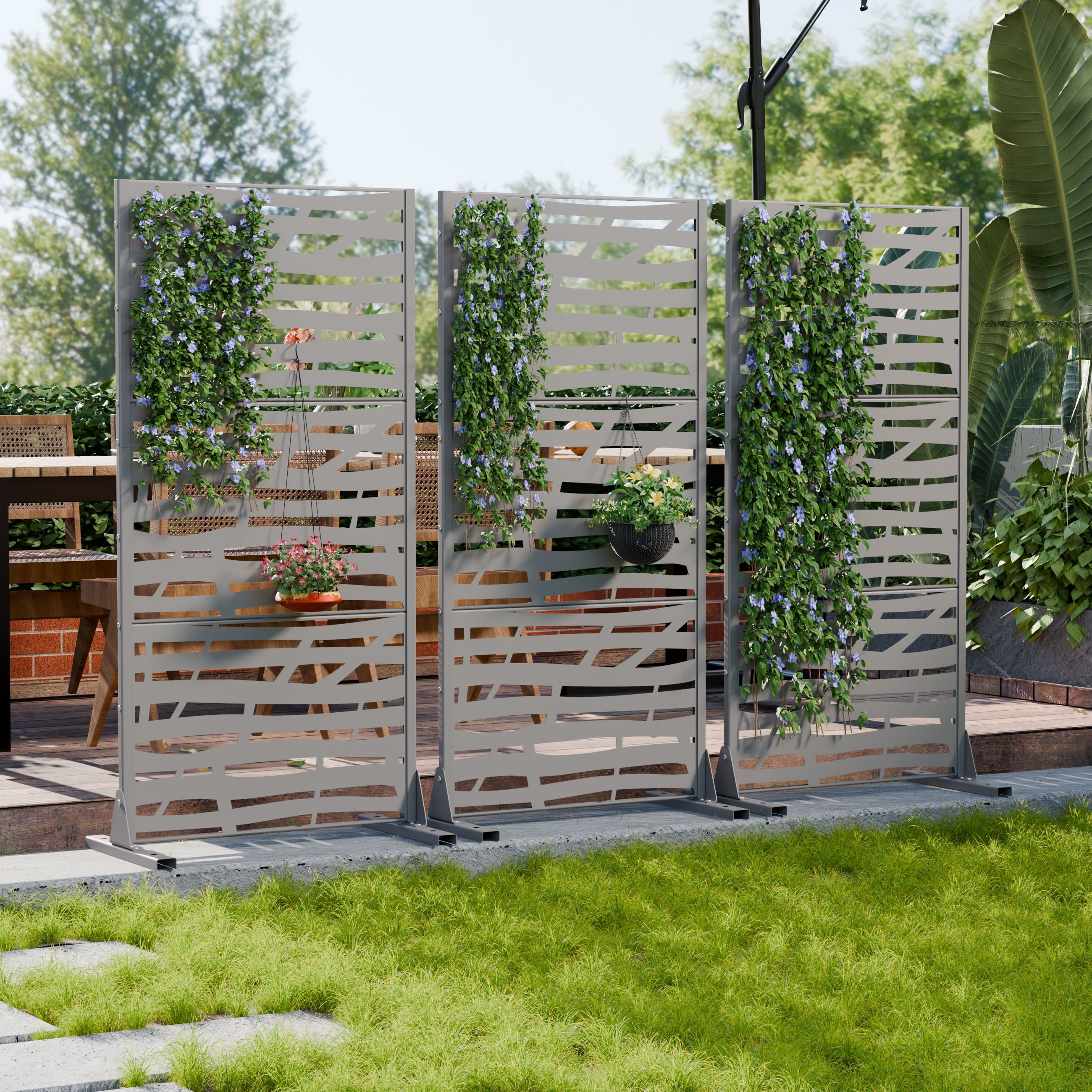 MAYEERTY 72*47in Outdoor Privacy Screen, Durable Metal Privacy Panel, Privacy Divider for Patio, Balcony, Backyard, Garden