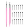 thumbnail image 1 of Unique Bargains 2 Pack Art Craft Knife with 20 Pack Spare Blade Plastic Handle Pink (2 Set), 1 of 6