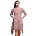 thumbnail image 1 of Bimba Orange Orchid Floral Women Kurtas Ethnic Printed Asymmetric Summer Wear Tops For Women Large, 1 of 6