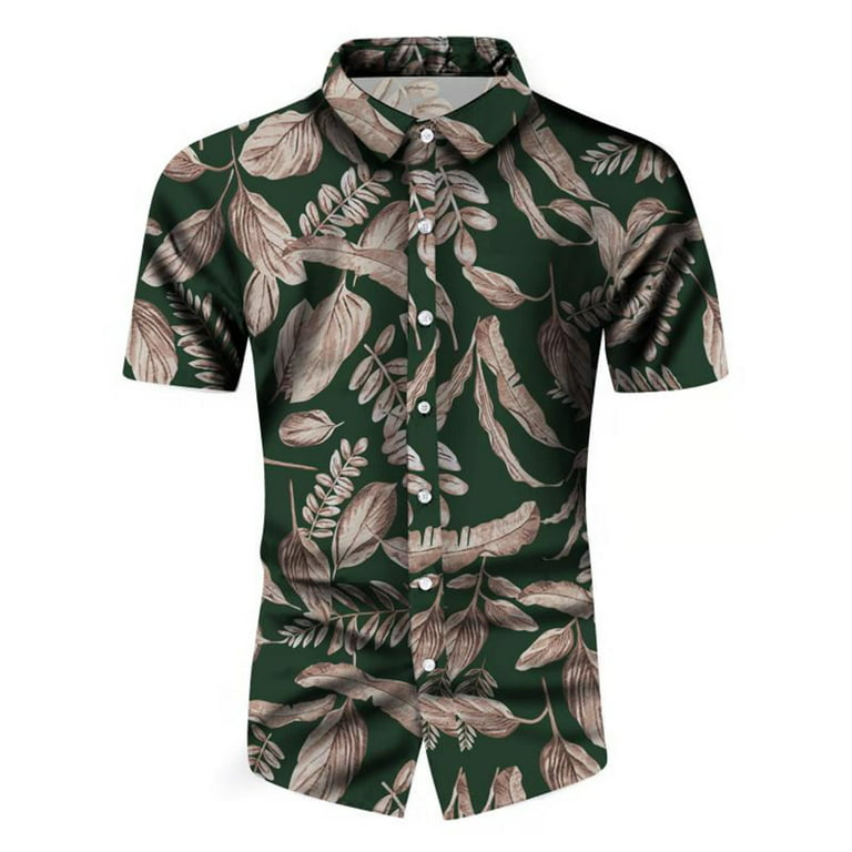 VSSSJ Hawaiian Shirt for Men Loose Fit Short Sleeve Floral