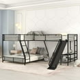 thumbnail image 2 of L-Shaped Twin over Full Bunk Bed with Twin Size Loft Bed,Built-in Desk and Slide,Black, 2 of 5