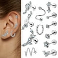 thumbnail image 3 of Bocaoying 12Pcs Cartilage Earrings Set for Women - 316L Stainless Steel Surgical Steel Helix Hoops & CZ Studs for Tragus/Conch, Hypoallergenic Piercing Jewelry, 3 of 8