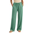 thumbnail image 2 of KIHOUT Women's Wide Leg Pants Drawstring Elastic Waist Loose Fit Casual Trousers with Side Pockets Lightweight Beach Vacation Pants for Summer, 2 of 9