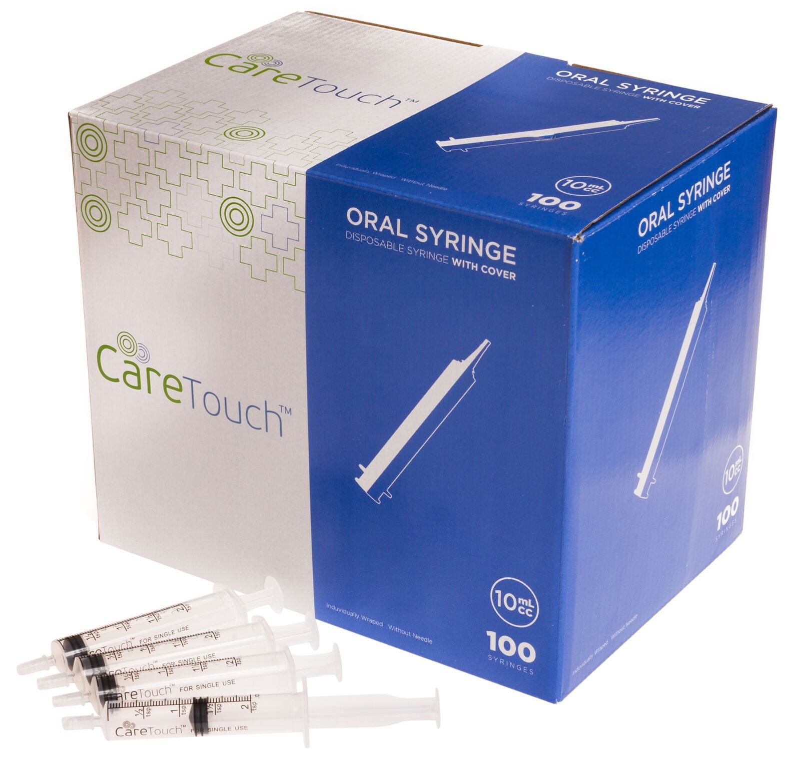 Care Touch Oral Tip Dispenser with Cover, 10ml 100 Sterile Syringes