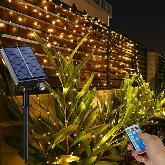 Warm White Solar Fairy Lights with Remote Timer, 3M x 2M Waterproof Outdoor Light Curtain