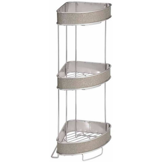 Interdesign Twillo Free Standing Bathroom Corner Storage Shelves For Interdesign Twillo Free Standing Bathroom Corner Storage Shelves For Towels Soap Candles Tissues Lotion Accessories 3 Tier Metallico