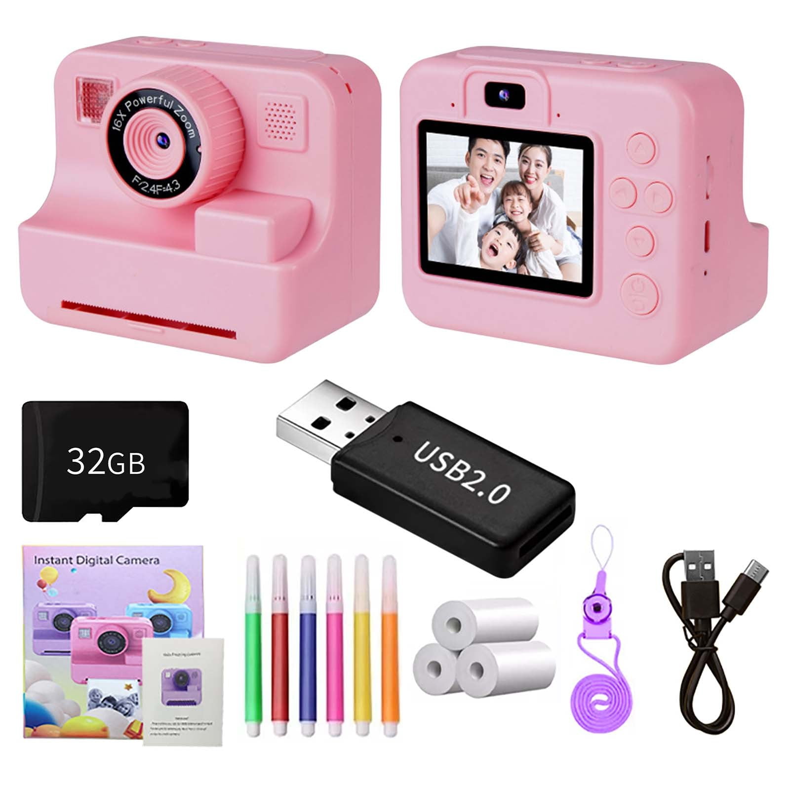 OEFNTAC Kids Instant Print Camera 32G HD Video Photo Printer Toy for Children Kids Camera Instant Camera for Kids Childrens Camera Toy Camera