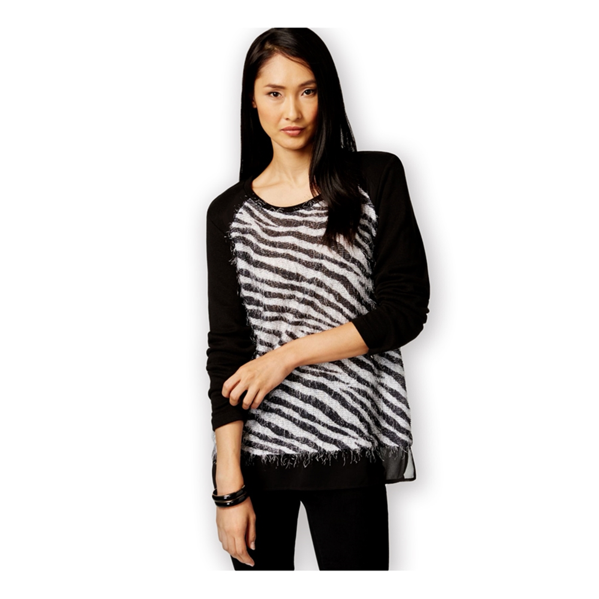 Womens Eyelash-Knit Pullover Sweater 