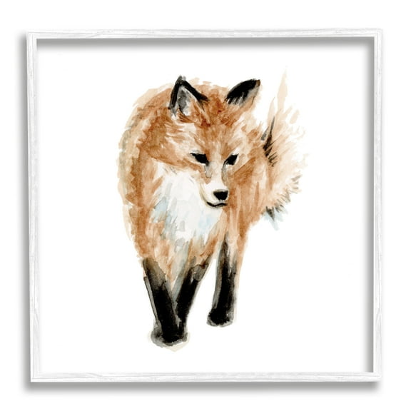 Stupell Industries Red Fox Watercolor Painting Kids' Nursery Wild Animal, 24 x 24,Design by Fox Hollow Studios
