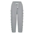 thumbnail image 4 of Summer Pants for Women Casual Tied Sweat Pants Women Sweats for Elastic Dressy Boot Leg Leggings Drawstring Cargo Leggings Work Comfy Casual Active with Light Gray XL, 4 of 5