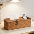 thumbnail image 6 of Woven Tissue Box Cover with Remote Control Holder, Wood and Straw Desktop Organizer for Living Room Coffee Table and Bedroom Storage, 6 of 6