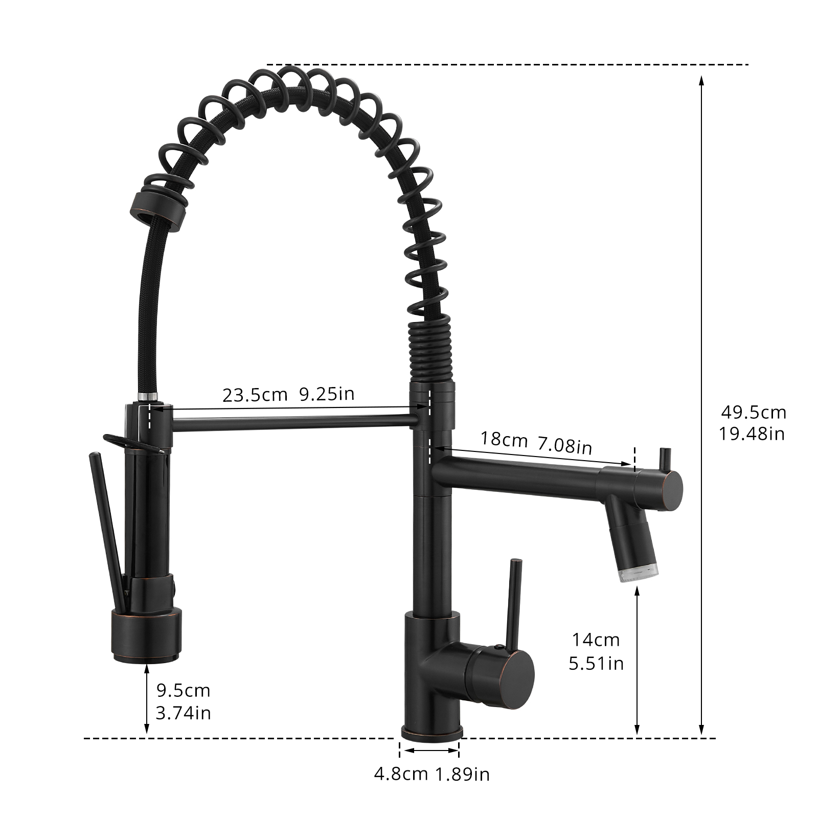 ANGELES HOME LED Kitchen Faucet with Single-Handle, Pull Down Sprayer Kitchen Faucet, Kitchen Sink Faucet with Double Spout in Oil Rubbed Bronze