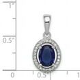 thumbnail image 3 of Sterling Silver Rhodium-plated with Dark Blue & White Cubic Zirconia Oval Pendant, 3 of 3