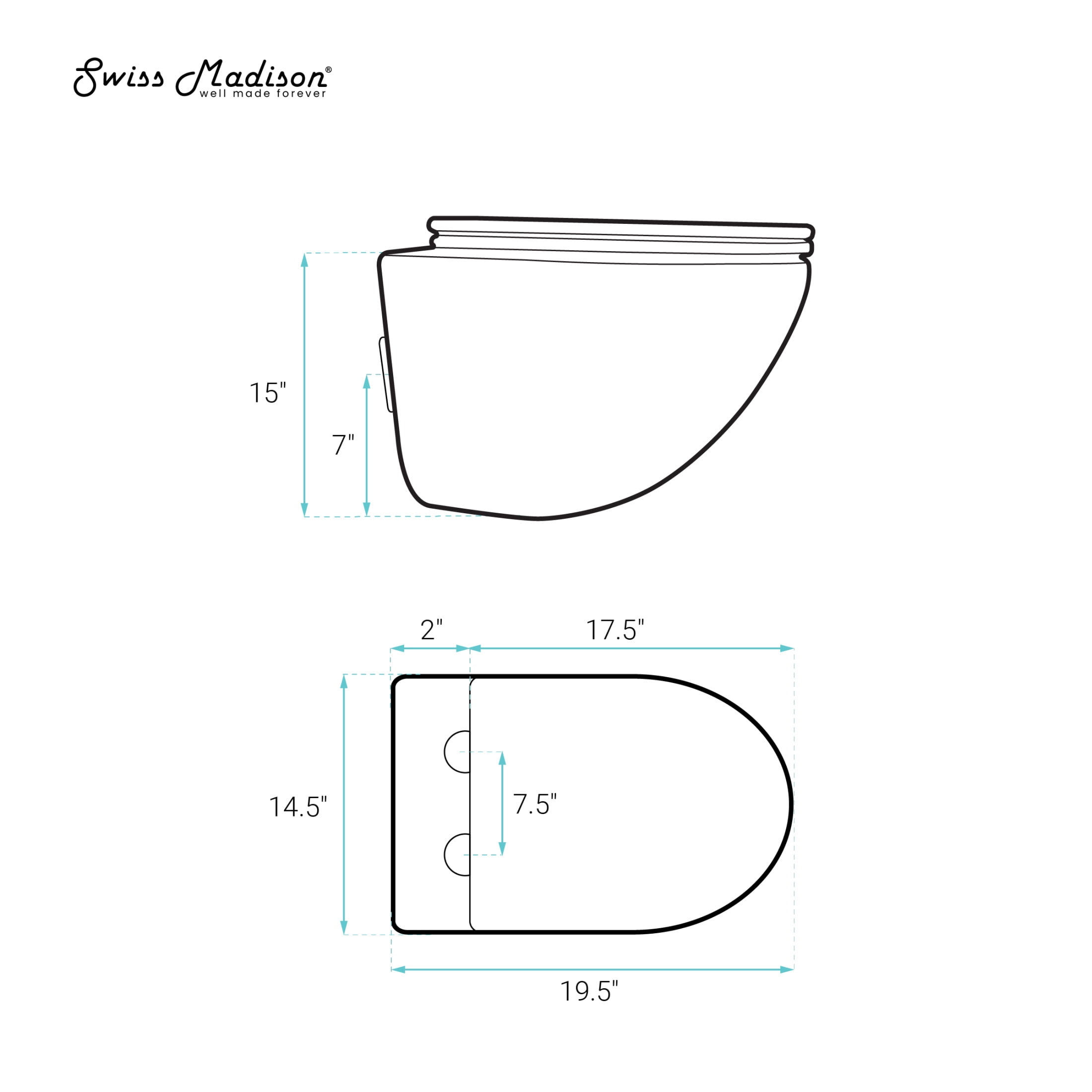 St. Tropez Wall-Hung Toilet Bowl Only in Matte Gray