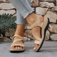 thumbnail image 5 of HTHLVMD Adjustable Strap Wedge Sandals for Women, 2026 Summer Orthopedic Sandal Diabetic Walking, Women's Summer Fisherman Sandals, Adjustable Ankle Strap Open-Toe, Beige 5.5, 5 of 7
