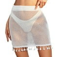 thumbnail image 5 of Joernso Women Sexy Crochet Beach Cover Up Skirt Elastic High Waist See-through Mesh Quick-Drying Fringe Bikini Skirt, 5 of 8