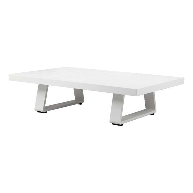 Pemberly Row 13x48" Modern Aluminum Coffee Table in White Finish
