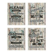 Business Basics Bathroom Quotes and Sayings Rustic Shabby Chic Art Prints | Set of Four Pictures 8x10 Unframed | Great Gift for Bathroom Décor | Designed and Printed in The U.S.A (Neutral)