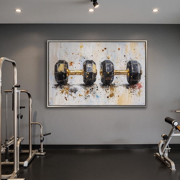 Dumbbell Abstract Art: Poster, Gym Decor, Unframed Canvas Size 16x24
