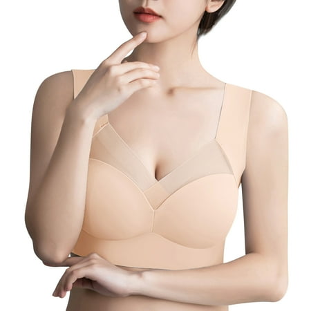 

eczipvz Plus Size Lingerie Women s Full Coverage Plus Size Comfort Minimizer Bra Wirefree Non Padded Khaki XL