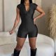 thumbnail image 1 of ICHUANYI Clearance Women's Sexy Fashion Sequin Knitted Zipper Jumpsuit Short Sleeve V-Neck Top/Shirt Set ICHUANYI "ICHUANYI", 1 of 5