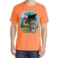 thumbnail image 2 of Wild Bobby, Eagle Bear Deer and Wolf, Animal Lover, Garment-Dyed Washed Look Short Sleeve T-Shirt, Neon Orange, Small, 2 of 3